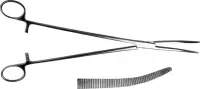 Зажим кровоостанавливающий зубчатый, изогнутый, № 3, 270 мм