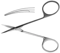 Ножницы глазные тупоконечные вертикально изогнутые, 113 мм