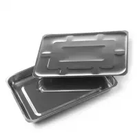 Лоток металлический прямоугольный с крышкой ЛМПрК-"МЕДИКОН", 400х300х45 ( AISI 430 (08Х17Т))