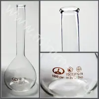 Колба мерная 1-1000-2 с одной меткой и цилиндрической горловиной (ГОСТ 1770-74, ТУ 9464-013-52876351-2014)