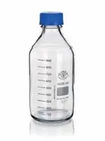 Банка для реактивов 100 мл из св. стекла с делениями и навинчивающейся п/п крышкой GL 45, Чехия 