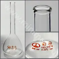 Колба мерная 1-500-2 с одной меткой и цилиндрической горловиной (ГОСТ 1770-74, ТУ 9464-013-52876351-2014)