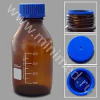 Банка для реактивов 100 мл из темного стекла с делениями и навинчивающейся полипропиленовой крышкой, Greetmed