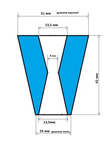 Пробка силиконовая одноконусная №24 с каналом/высота 42/низ 24/верх 30/